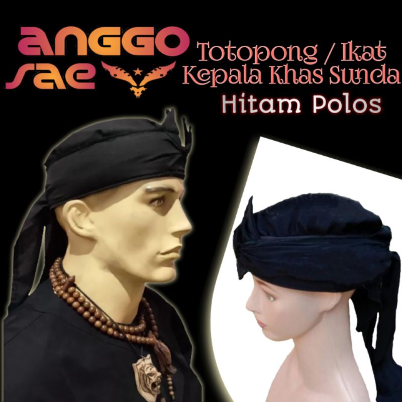 Totopong Hitam Polos Ikat Kepala Sunda Hitam