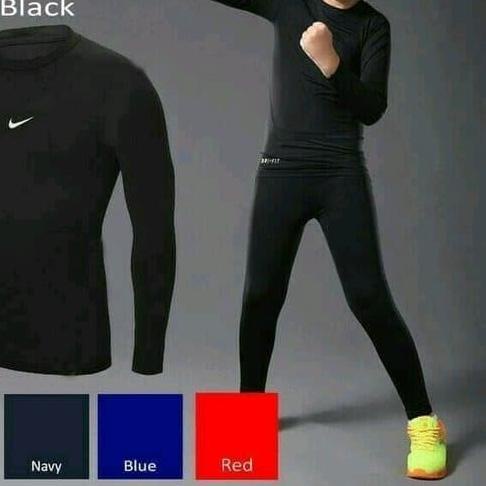 Baju Manset Anak Laki Laki Lengan Panjang 8-15 tahun Baselayer Murah Polos Hitam Buat Olahraga Lari