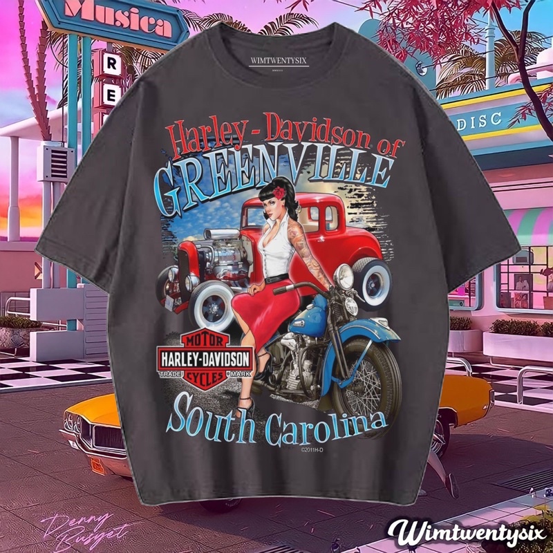 KAOS HARLEY DAVIDSON VINTAGE TEE (OVERSIZE DARK GREY T-SHIRT)