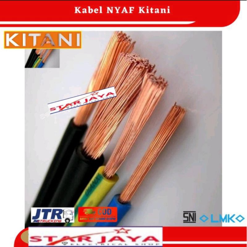 KABEL NYAF 1×0,5/1×0,75/1×1,5 merek kitani panjang 50 meter SNI