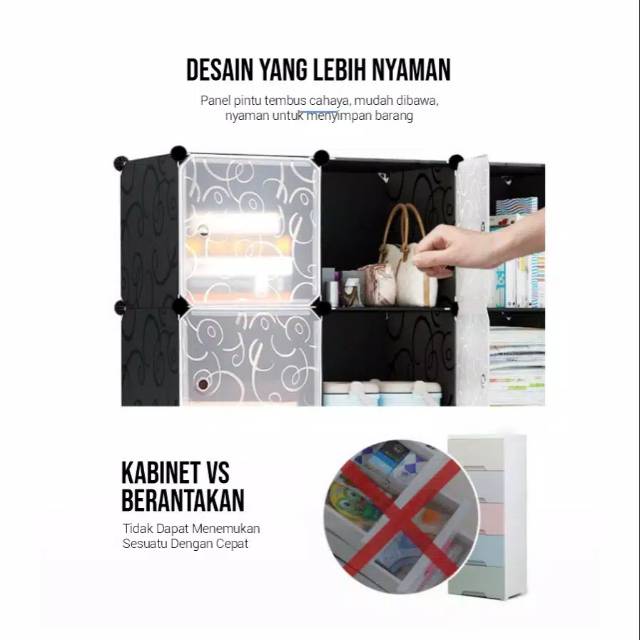 PRELOVED Lemari plastik Rak susun lemari baju 4 kotak rak buku