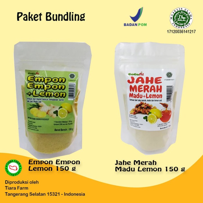 

tradisional-minuman- bundling empon2 lemon + jahe merah madu lemon (150 g) - tiara farm -minuman-