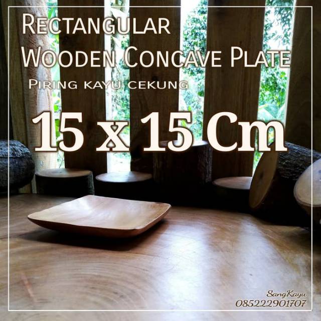 Wooden Plate 15x15 Cm Piring kayu cekung segi empat piring saji