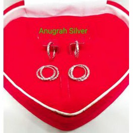 (COD)Anting ring bayi &amp; anak ukir kilau perak asli 925/silver asli lapisan emas putih murni!!!