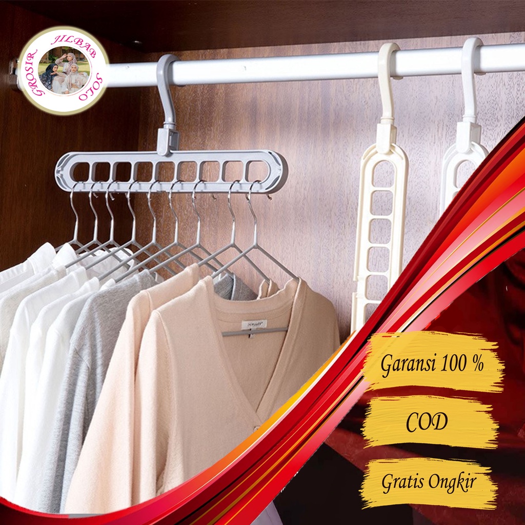 Magic Hanger  Gantungan Baju Multifungsi Ajaib 9 in 1 / Magic Hanger / Wonder Hanger / Foldable Hanger / Organizer Rak baju Lemari pakaian Hijab Rumah Tangga MAGIC HANGER AC 128