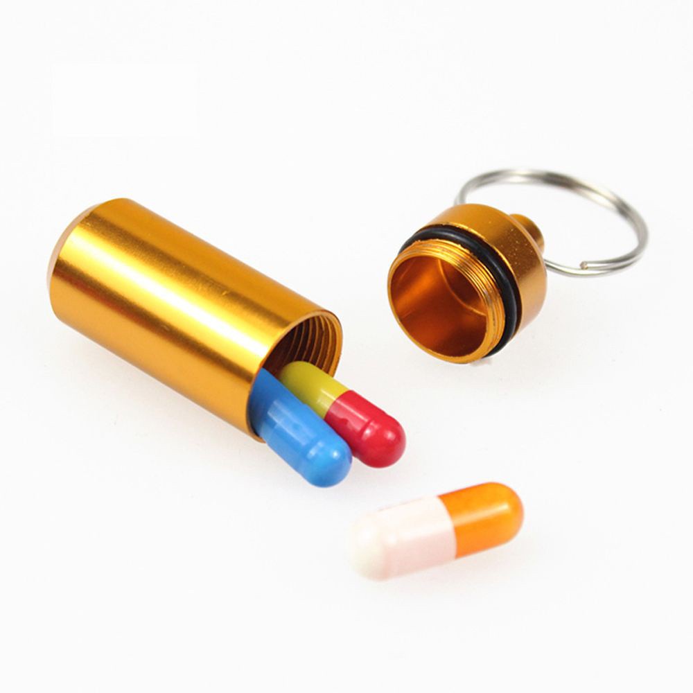 REBUY Functional Mini Aluminum Emergency Pill Case Box Keychain Waterproof Bottle Convenient Container Holder Hot Sale Keyring/Multicolor