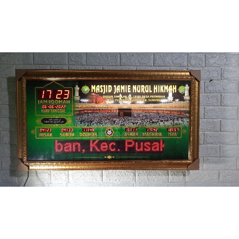 JAM MASJID DIGITAL WAKTU SHOLAT TIMER IQOMAH DAN RUNNING TEXT BERGARANSI