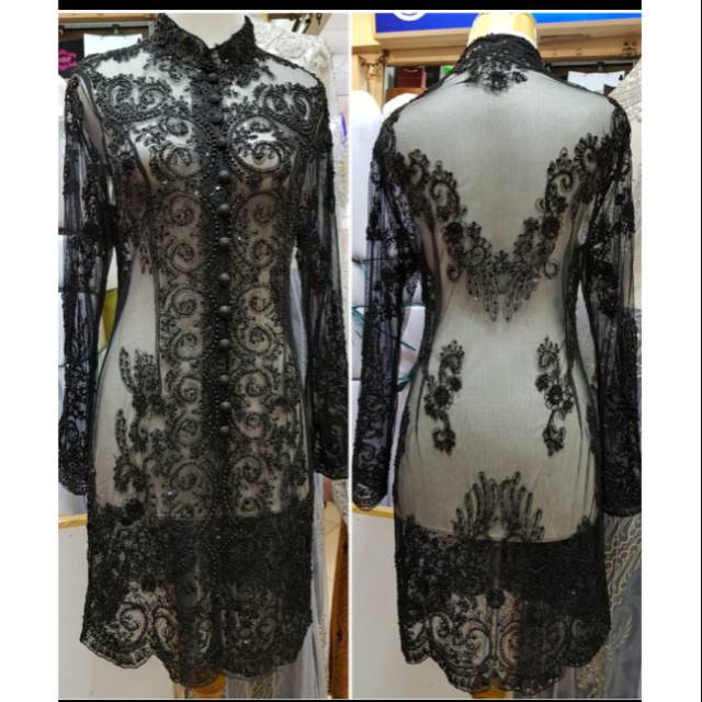 Atasan kebaya tunik payet hitam mewah