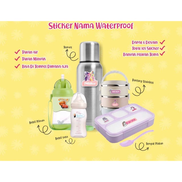 

Stiker Nama / Label Nama Waterproof - Anti Minyak