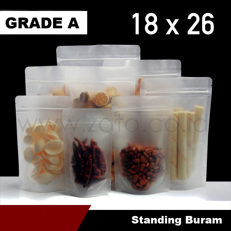 

Isi 100 pcs Plastik bag buram 18x26 standing pouch | plastik ziplock | kemasan
