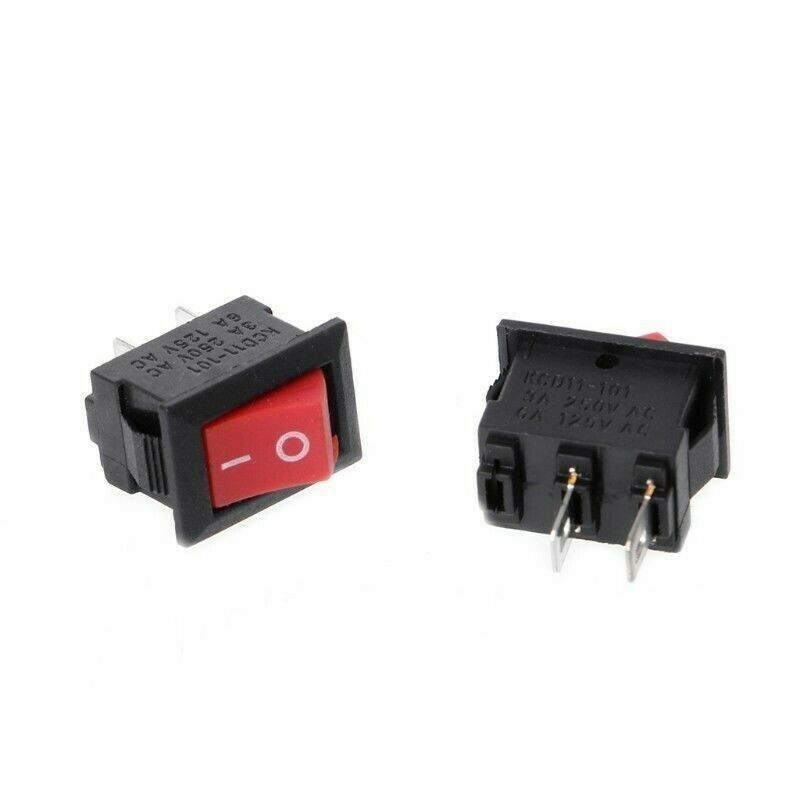 KCD11 Mini Rocker Saklar Switch 2 Pin Power ON OFF SPST 250V 220V Red Merah 10x15mm