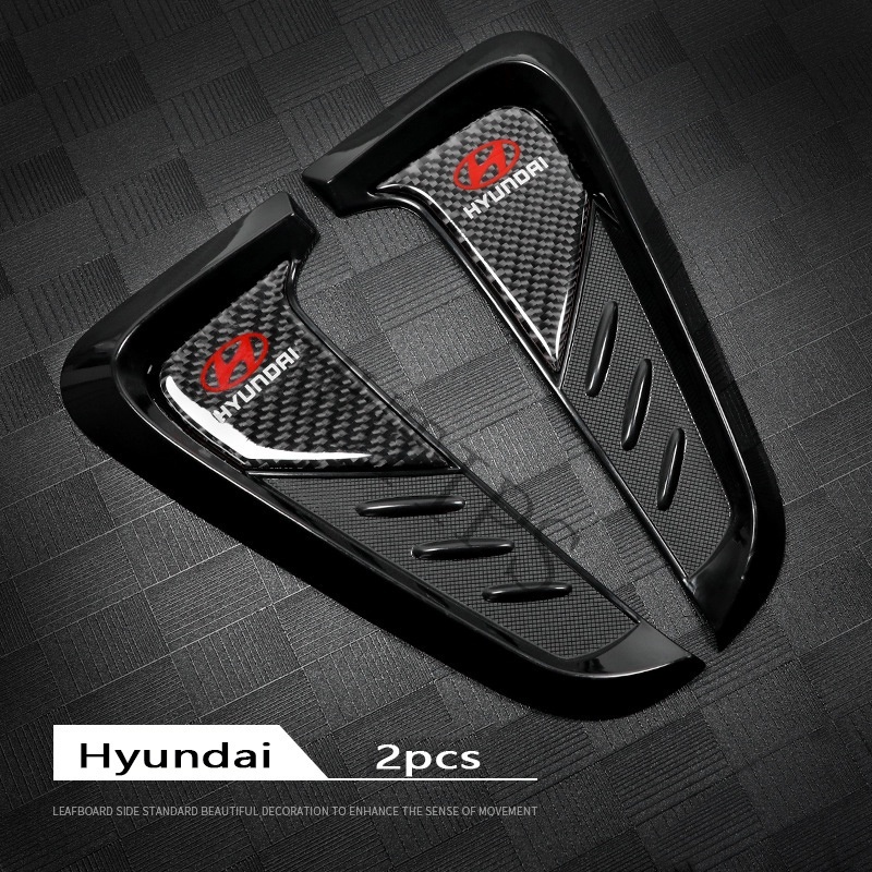 Hyundai 2Pcs Stiker Carbon Fiber Bentuk Hiu Untuk Fender Mobil Getz Accent Atoz i20 Trajet H1 i10 Kona Santa Fe