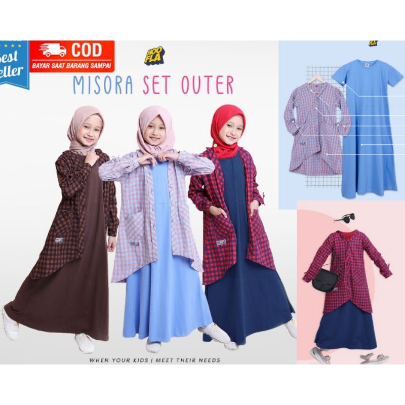 Misora Set Outer Distro Hoofla Setelan Gamis Outer Anak Perempuan Baju Muslim Original