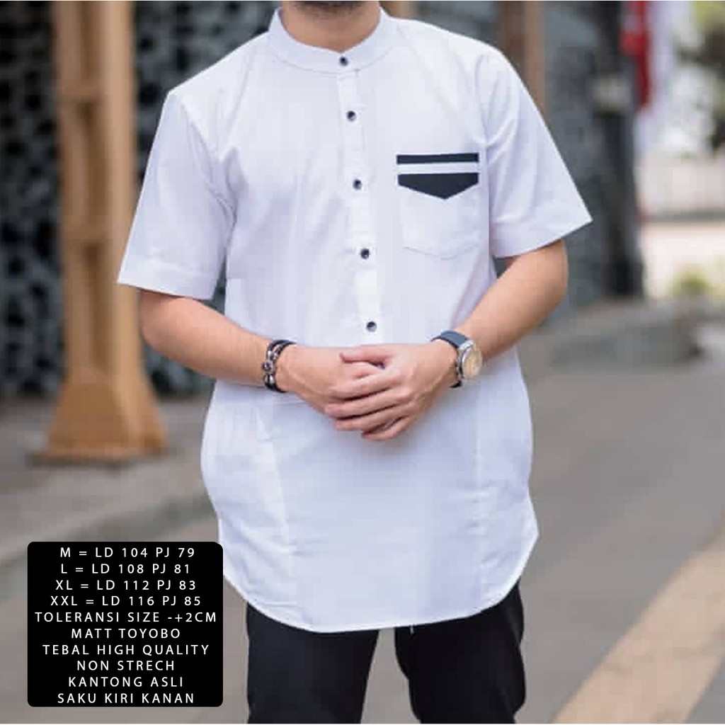 TOTOTAshop.Baju koko MODEN pria,(M-L-XL-XXL)Bahan cotton TOYOBO Tebal premium,ada kantong Asli