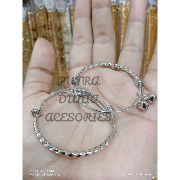 GELANG ANAK SILVER LILIT KRINCING TITANIUM EMAS PUTIH