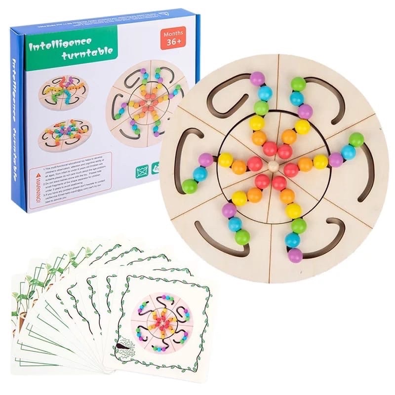 montessori intelligences turntable beads wooden maze beads mainan edukais anak