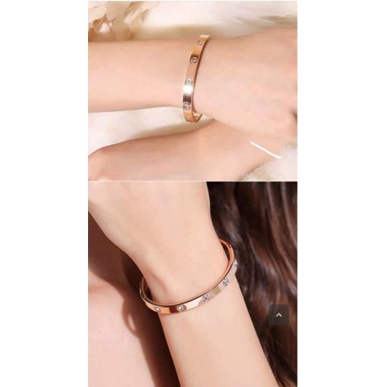 GELANG TITANIUM CARTIER EMAS WANITA MODEL OVAL ANTI KARAT DAN TIDAK MUDAH LUNTUR STAINLEES STEEL TERLARIS