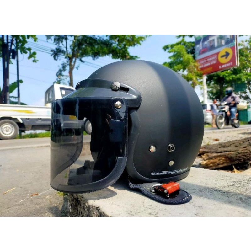 HELM CARGLOSS GUNMETAL DOFF/ABU DOFF KACA DATAR SNI