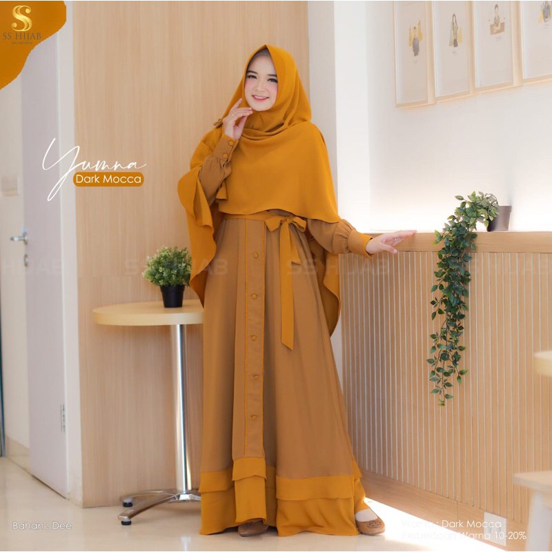 Yumna set Drak Mocca By Ss Hijab / gamis syari / gamis remaja