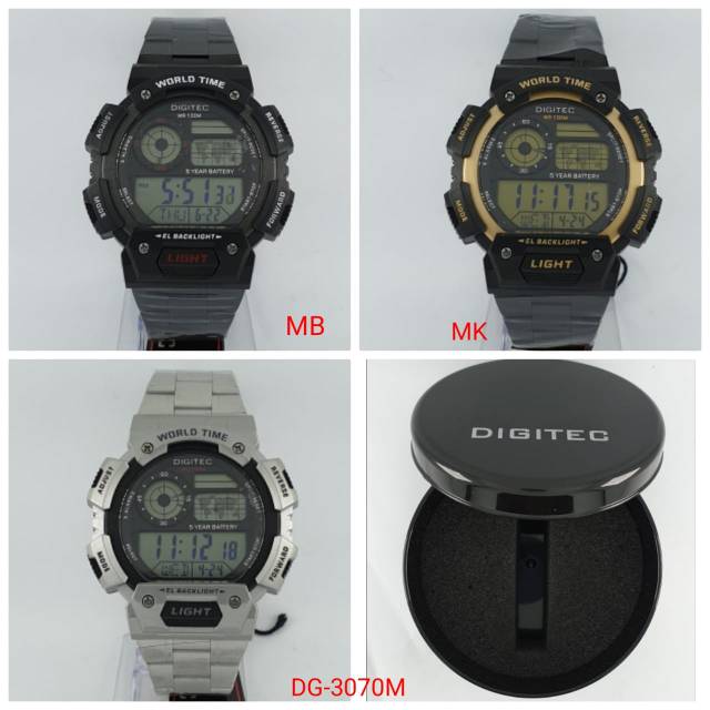 Jam Tangan Pria Merk Digitec DG-3070 Original world time