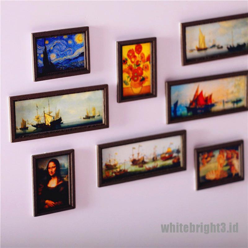 {white3} Dollhouse Miniature Photo Frame Oil Painting Wall Painting Furniture Accessories