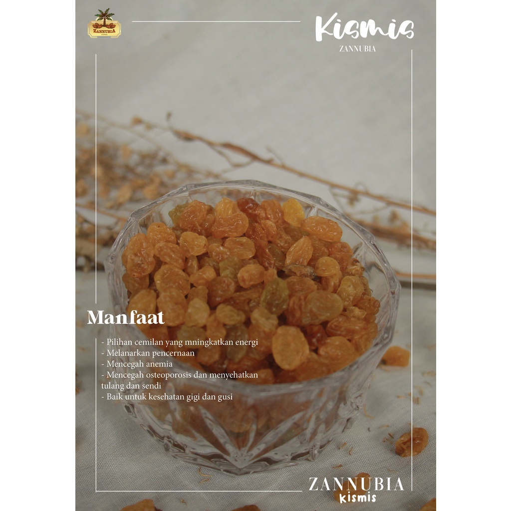 

KISMIS 1/2KG ZANNUBIA - NIKMAT SEHAT HALAL BANYAK MANFAAT UNTUK TUBUH