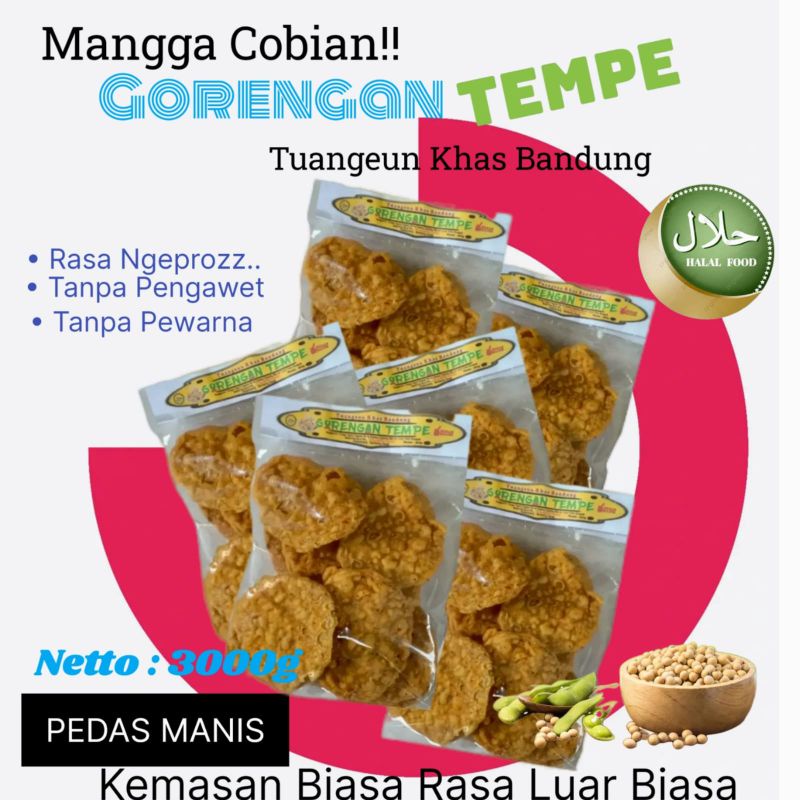 

3000g Gorengan - Keripik Tempe Khas Bandung - Rasa Pedas Manis