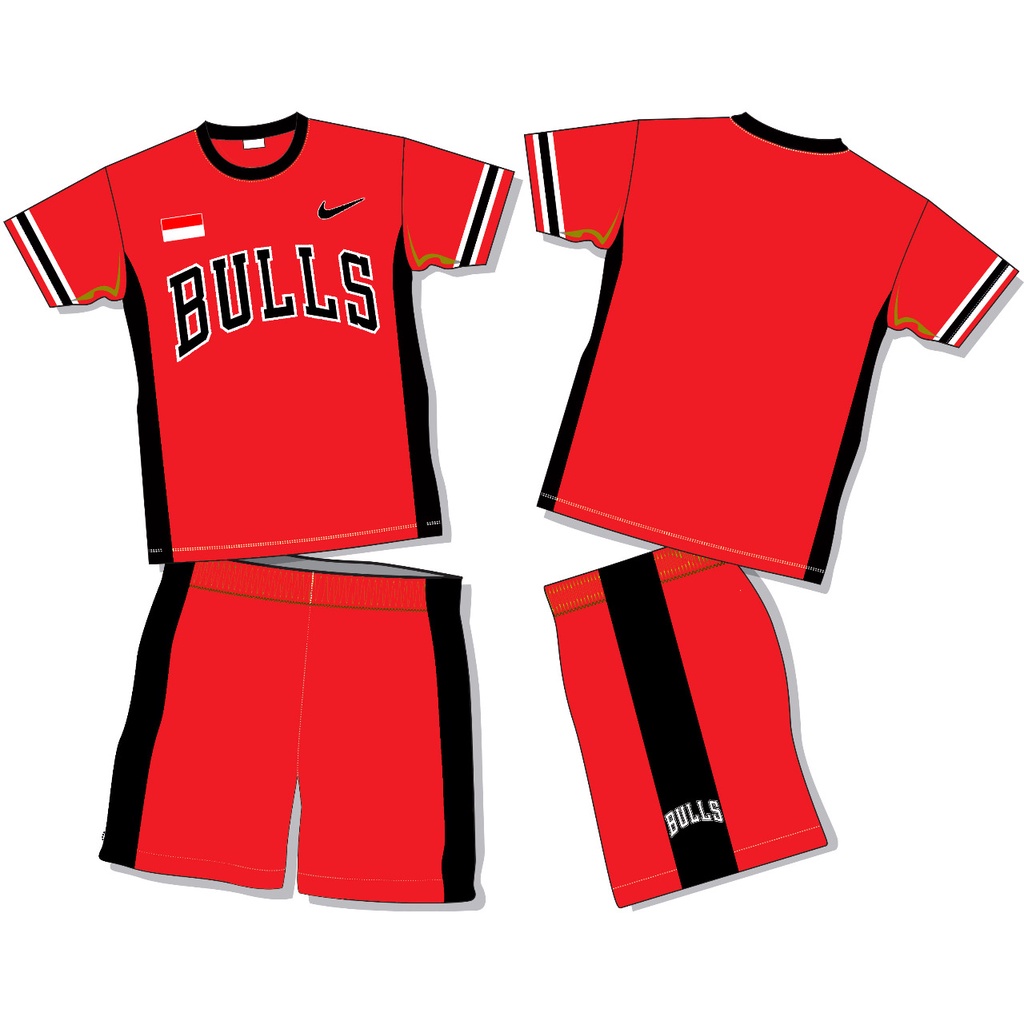 stelan jersey baju kaso celana basket anak size 7-12thn