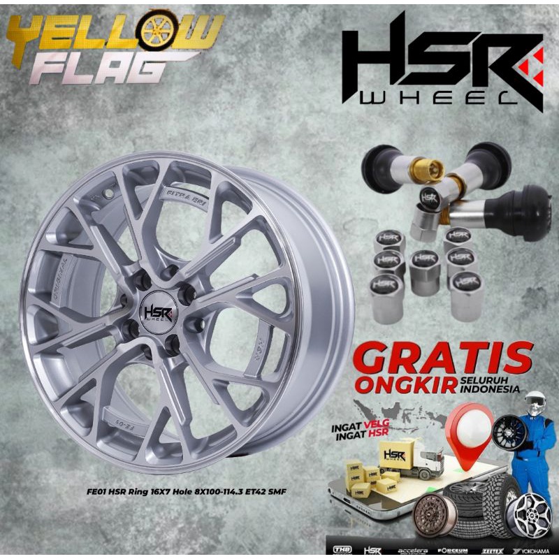 Velg Racing Model Akar HSR FE01 Ring 16 Lebar 7 Lobang 5 Untuk Mobil City Mirage