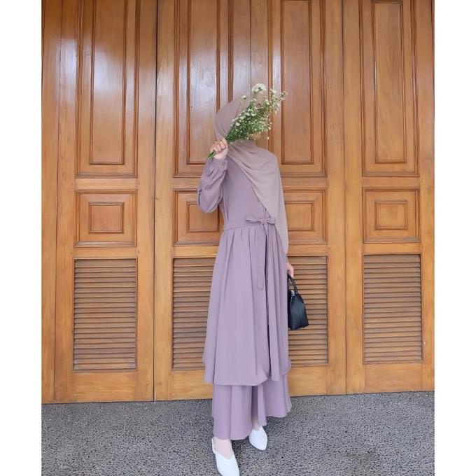 Baru Gamis Set Outer Rok Syari Wanita Amelia Terbaru 2022 Dress Remaja