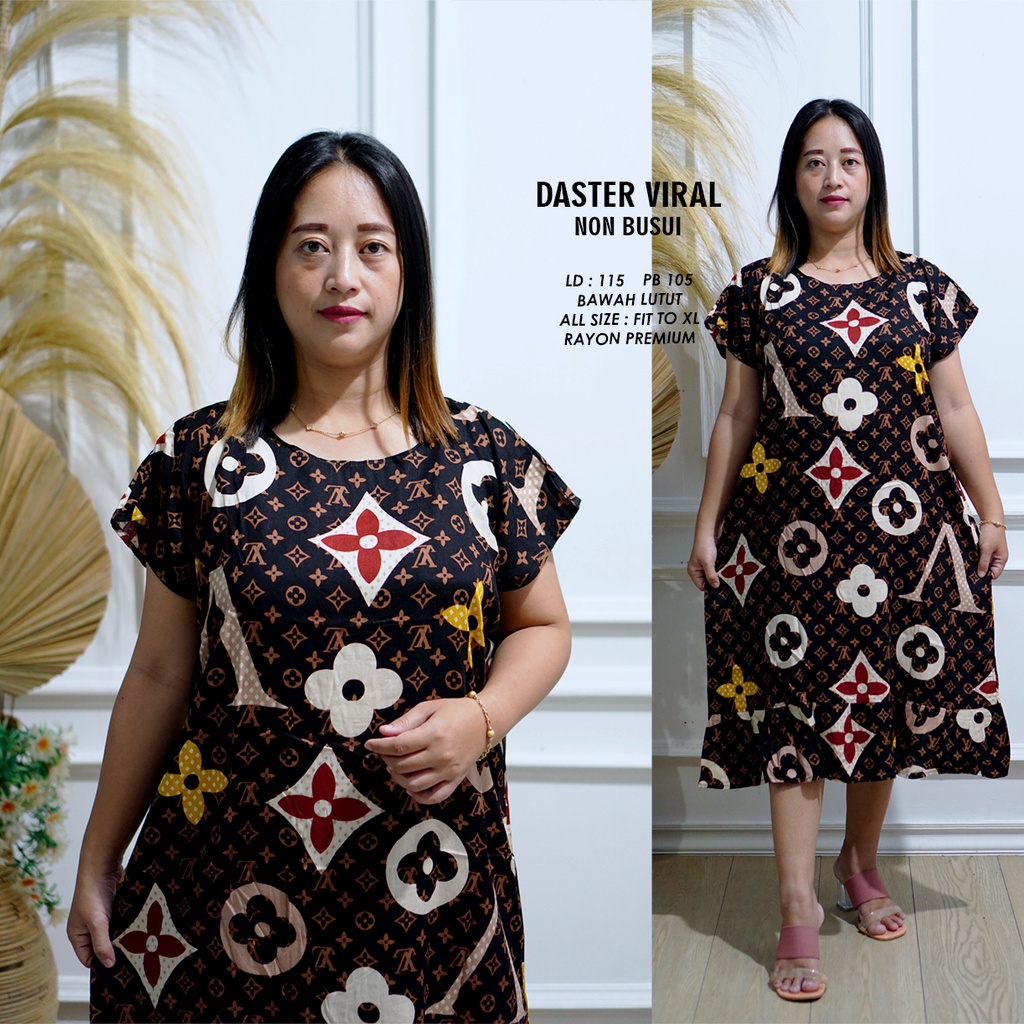 DASTER RUFFLE | DASTER VIRAL MOTIF | DASTER KEKINIAN | DASTER RAYON MURAH BAWAH LUTUT NON BUSUI-7