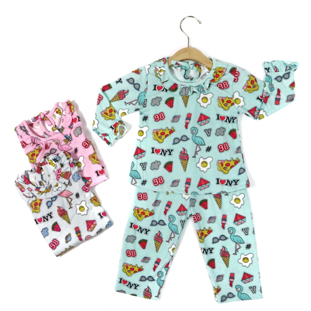 SETELAN FASHION BABY PP SR43 BAJU ANAK PEREMPUAN BAHAN KAOS  1 TAHUN