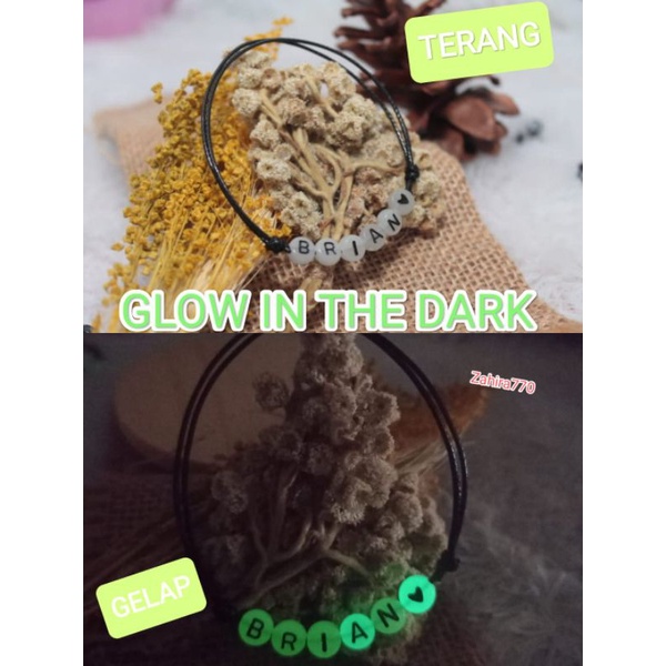 (GRATIS) GELANG TALI COUPEL CUSTUM NAMA + LOVE GLOW IN THE DARK di gelap bisa nyala Gelang costum / gelang inisial / gelang persahabatan / gelang huruf / gelang nama / gelang viral