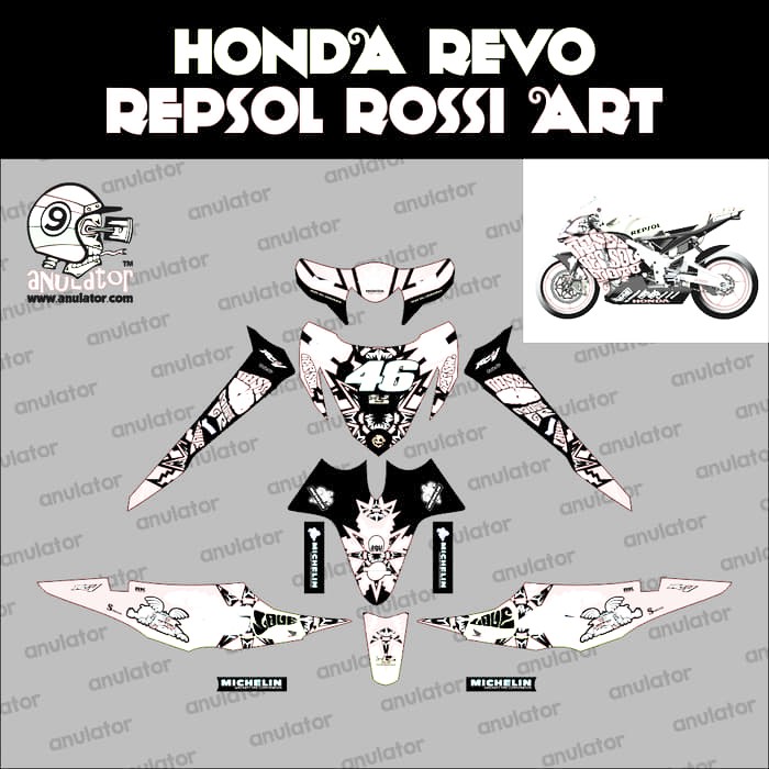 Sticker Striping Motor Stiker Honda Revo Lama 2006 Rossi Art Spec