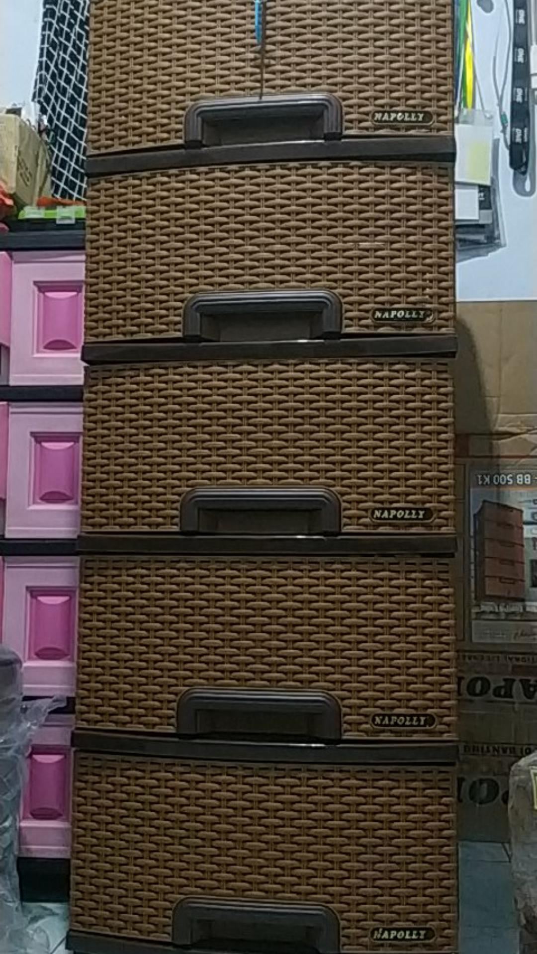 Laci model  rotan  Napolly susun 5 SRS 5 AK1 lemari  cabinet 