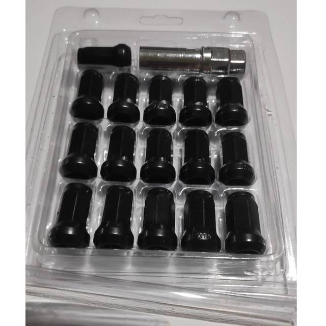 16 pcs Mur roda + 1 kunci mur racing max Guard warna 12 x 1.5 BLACK / HITAM untuk Mobil Toyota Daiha