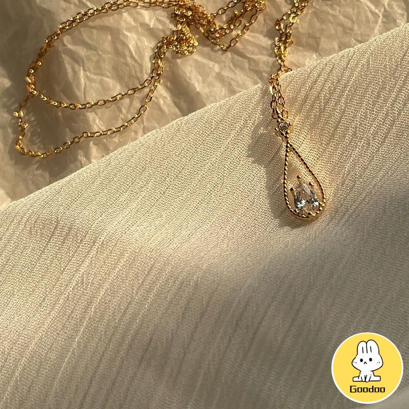 Fashion Indah Water Drop Zircon Kalung Wanita Sederhana Temperamen Rantai Klavikula -Doo