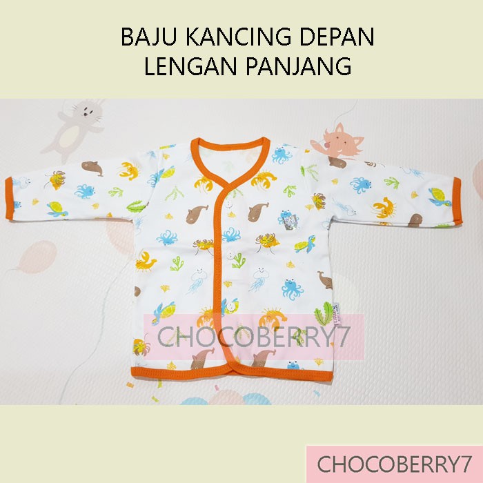 Setelan Baju UNISEX Bayi Anak Lengan Panjang Kancing Depan / Pundak + Celana Panjang LittleQ