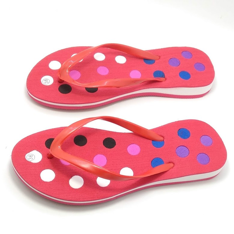 Sendal Jepit Wanita Polkadot MERAH- Sendal Jepit Dewasa - Sendal Wanita - Sendal Cewek Santai SALE