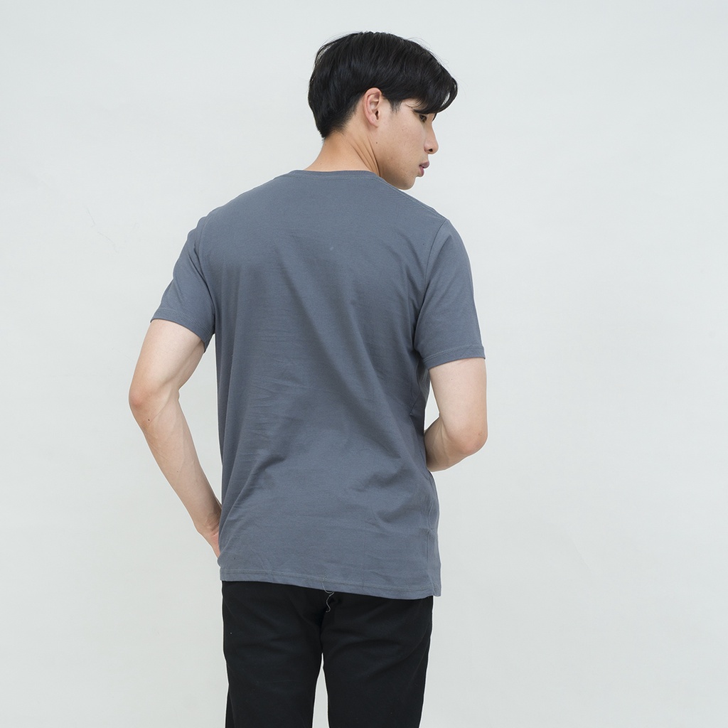 Houseofcuff Kaos Polos Pria Premium Bahan Cotton Katun Combed Lengan Pendek Abu Gelap