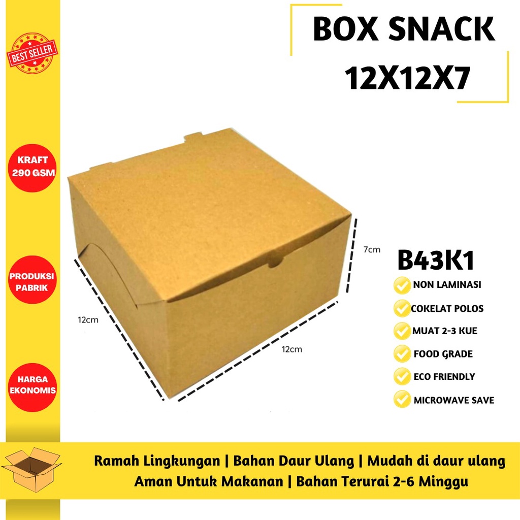 Box Snack Snack Box Dus 12X12X7 (B43K1-Non Laminasi)