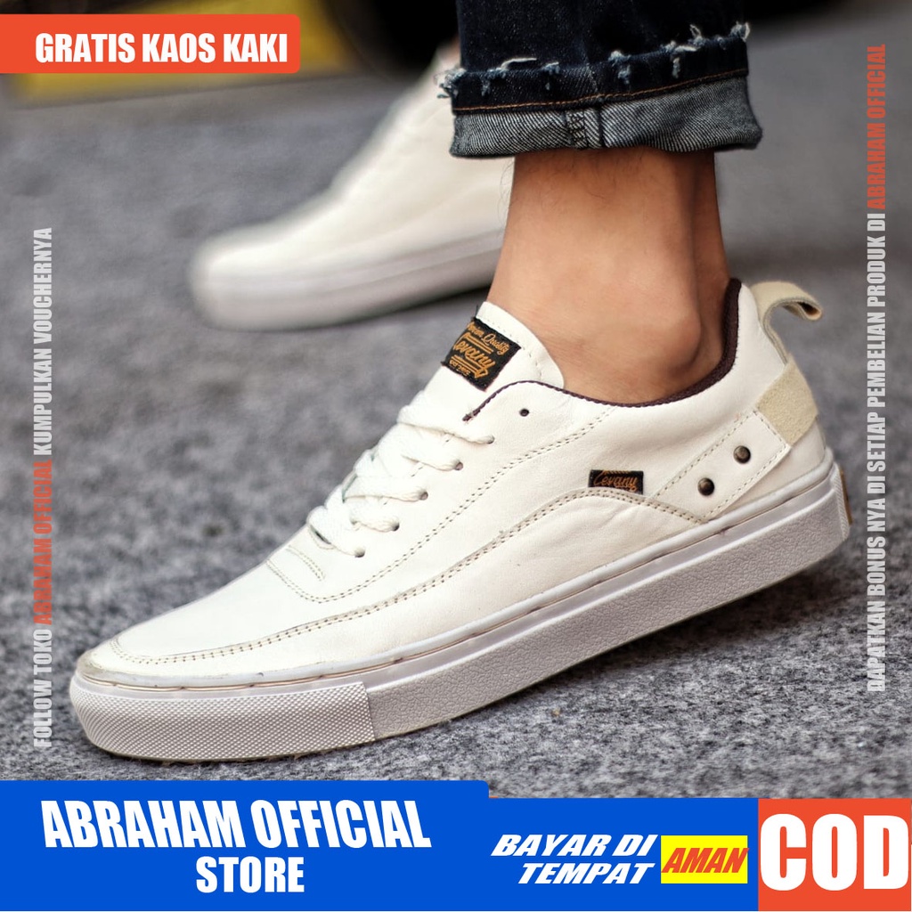 ABRAHAM Sepatu Sneakers Kulit Asli Kerja Pria