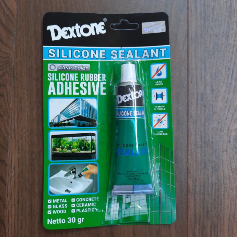 Lem Kaca Silikon Sealant Dextone Silicone Rubber Adhesive Clear Color 30gr