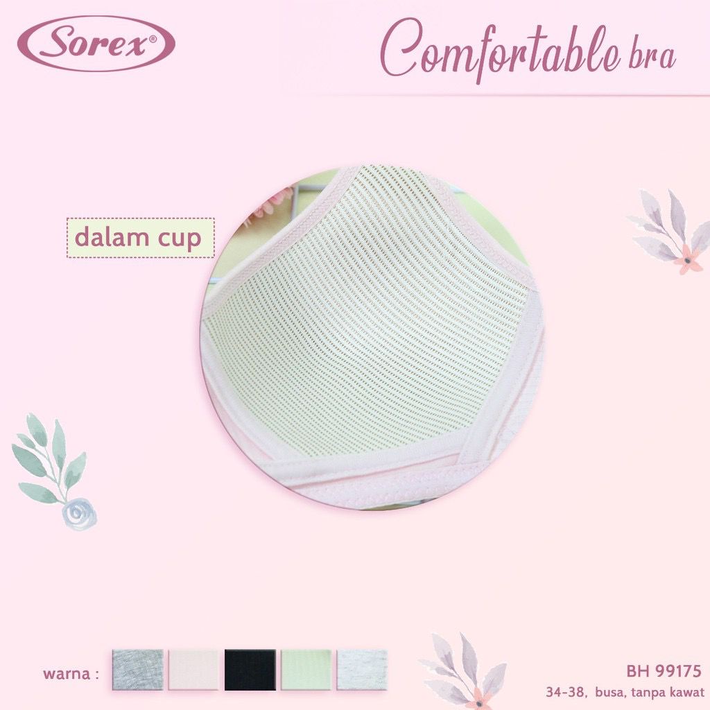 Sorex Bra 99175 / Pakaian Dalam - Bra ibu -BH WANITA/Sorex Bra Tanpa Kawat Busa Kait 3 Setara Cup B Comfortable Bra Harian BH 99175