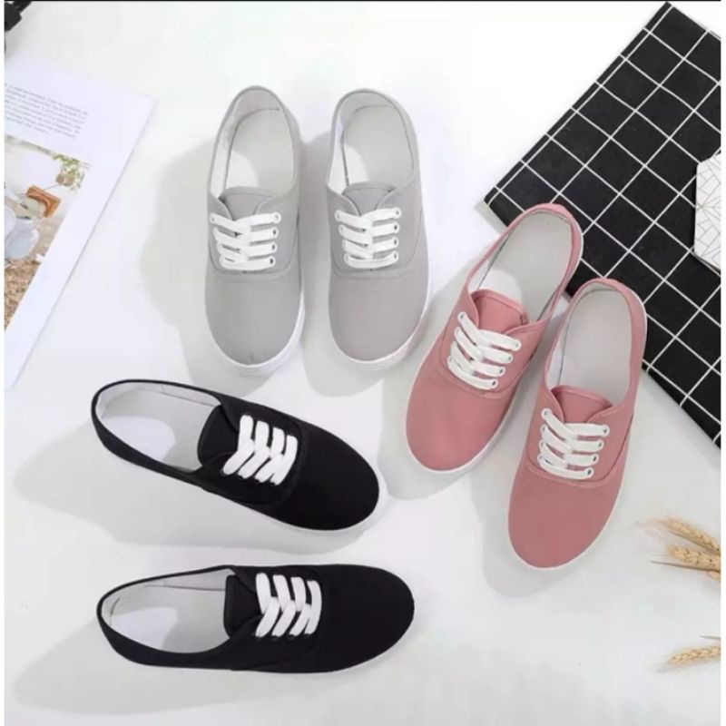 SEPATU WANITA SLIP ON TALI KANVAS VELI-080