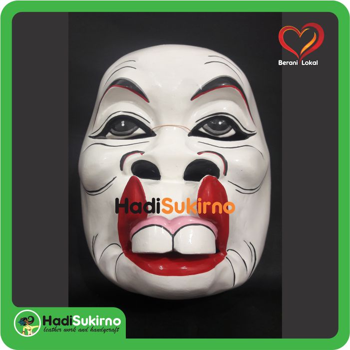 Topeng Lucu Cat Putih/Topeng kayu