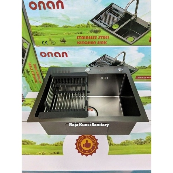 Paket Lengkap Kitchen Sink Black 5040 Onan/Golden Hand/Bak Cuci Piring Stainless Hitam