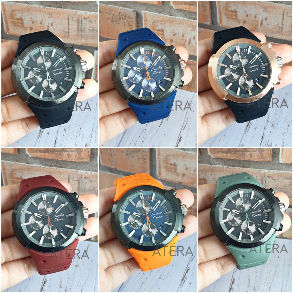 ALEXANDRE CHRISTIE AC 6566 PRIA ORIGINAL / JAM TANGAN ALEXANDER COWOK AC6566 MC KARET RUBBER SPORT