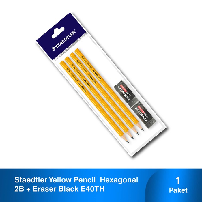 

MURAH STAEDTLER YELLOW PENSIL 2B SET 4 + 2 PENGHAPUS