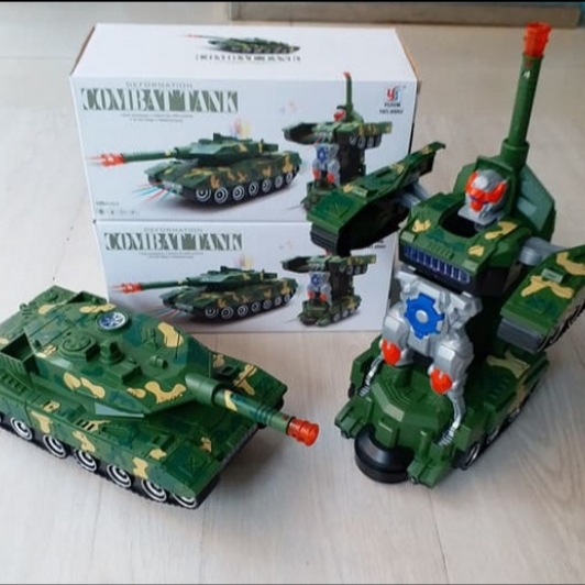 MAINAN MOBIL ROBOT COMBAT WAR TANK DEFORMATION MILITARY WAR TANK BESAR - Hijau